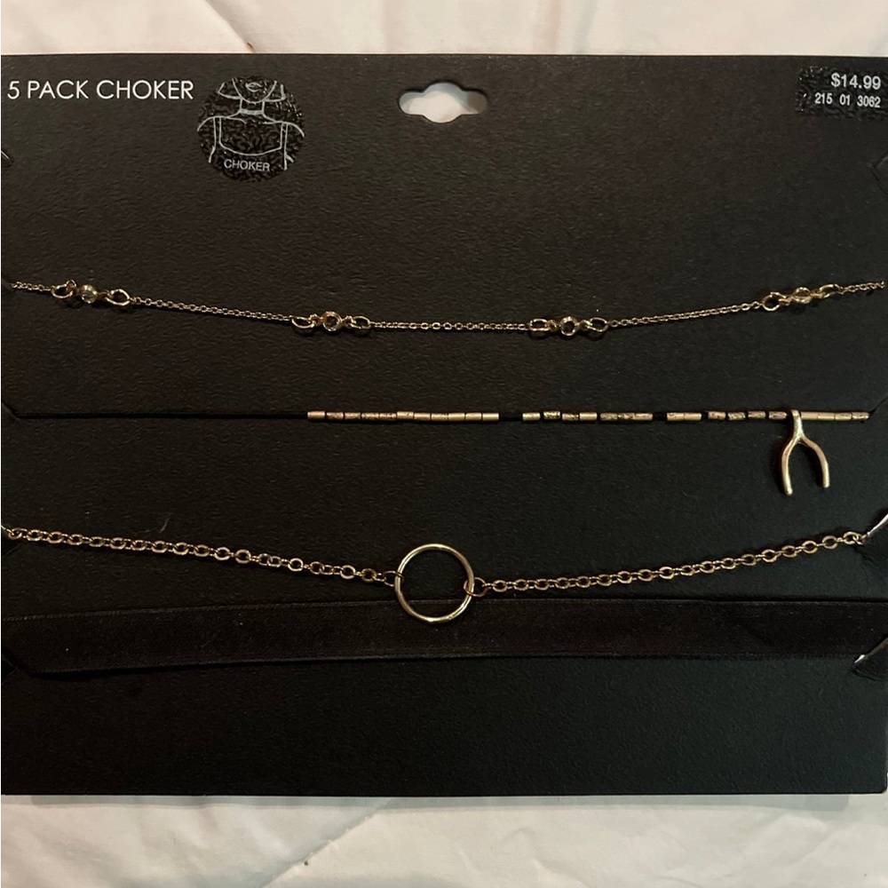 NWT Bundle of choker necklaces gold plated